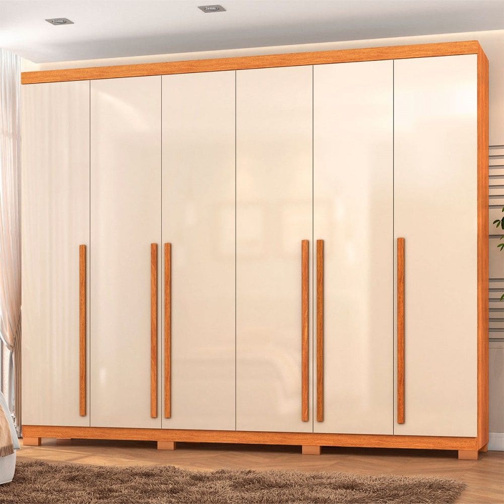 Guarda-Roupa Casal Finesse 6 Portas 8 Gavetas 100% Mdf Cinamomo/Off White - Pnr Móveis