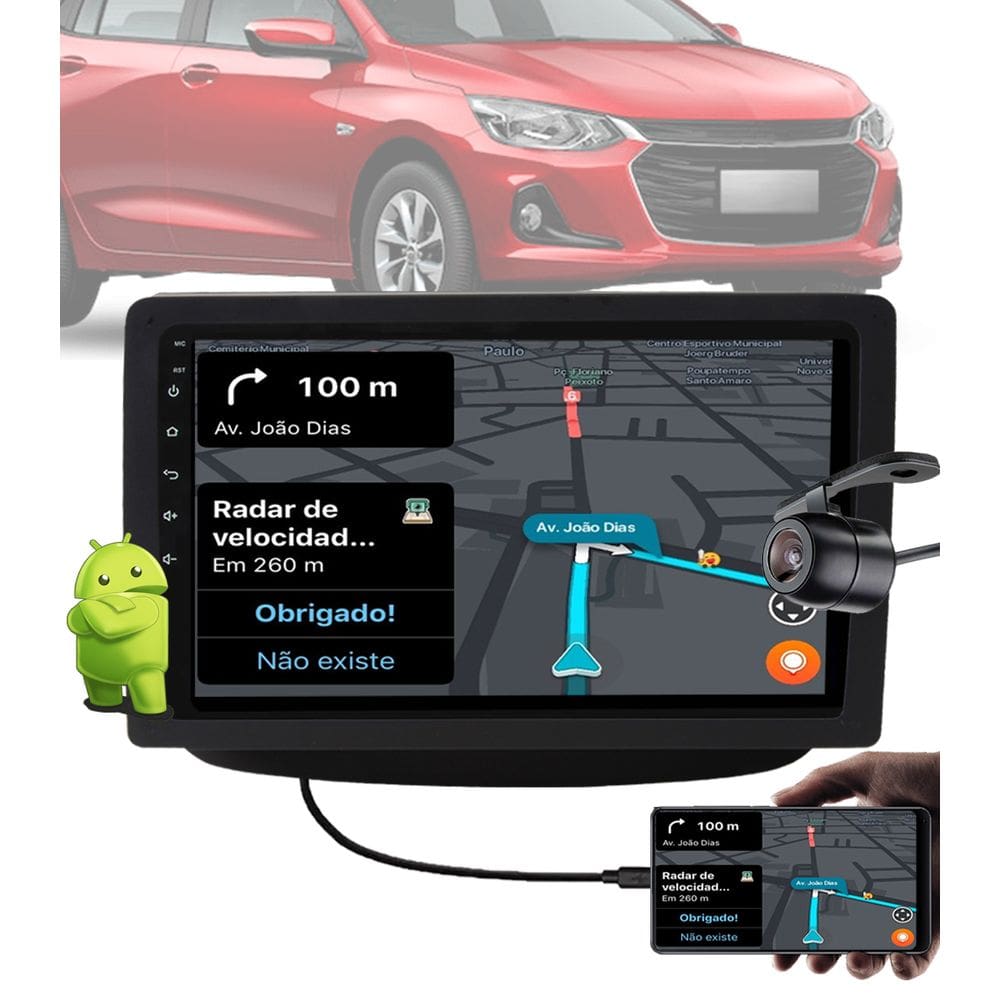 Multimídia 9\" Polegadas Android Wi-fi GM Onix 2020 em Diante + Câmera de Ré + Moldura + Interface de Volante