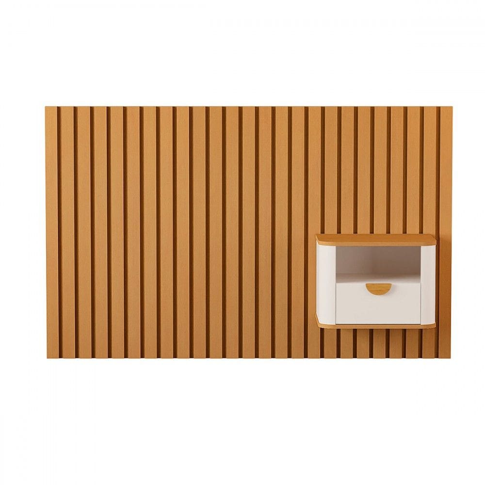 Cabeceira Solteiro Buriti 1 Gaveta Ripado Off White/Natural - Jb Bechara