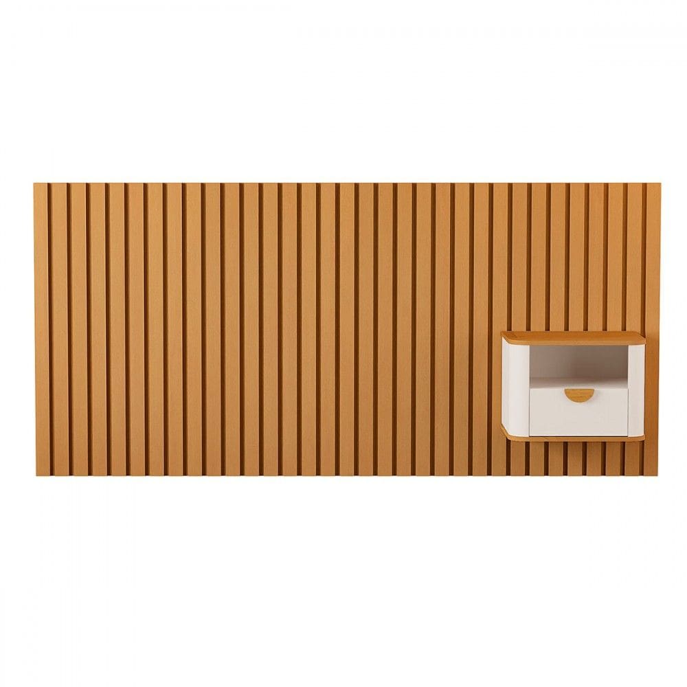Cabeceira Queen Buriti 1 Gaveta Ripado Off White/Natural - Jb Bechara