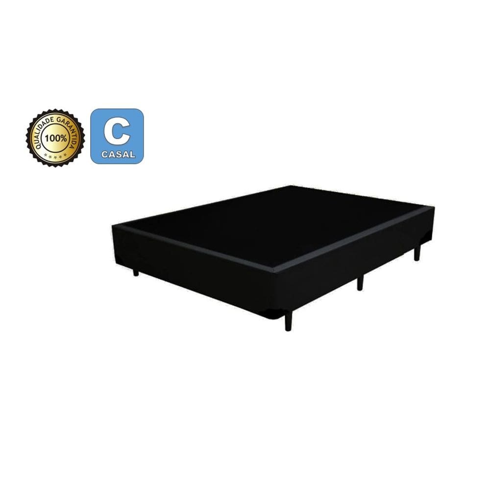 Cama Box Casal 138 Bello Box - Tecido Sintético Preto
