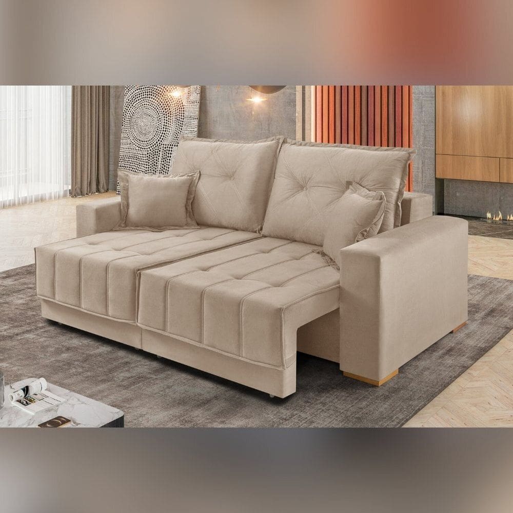 Sofá Retrátil para Sala de Estar Pop Bege