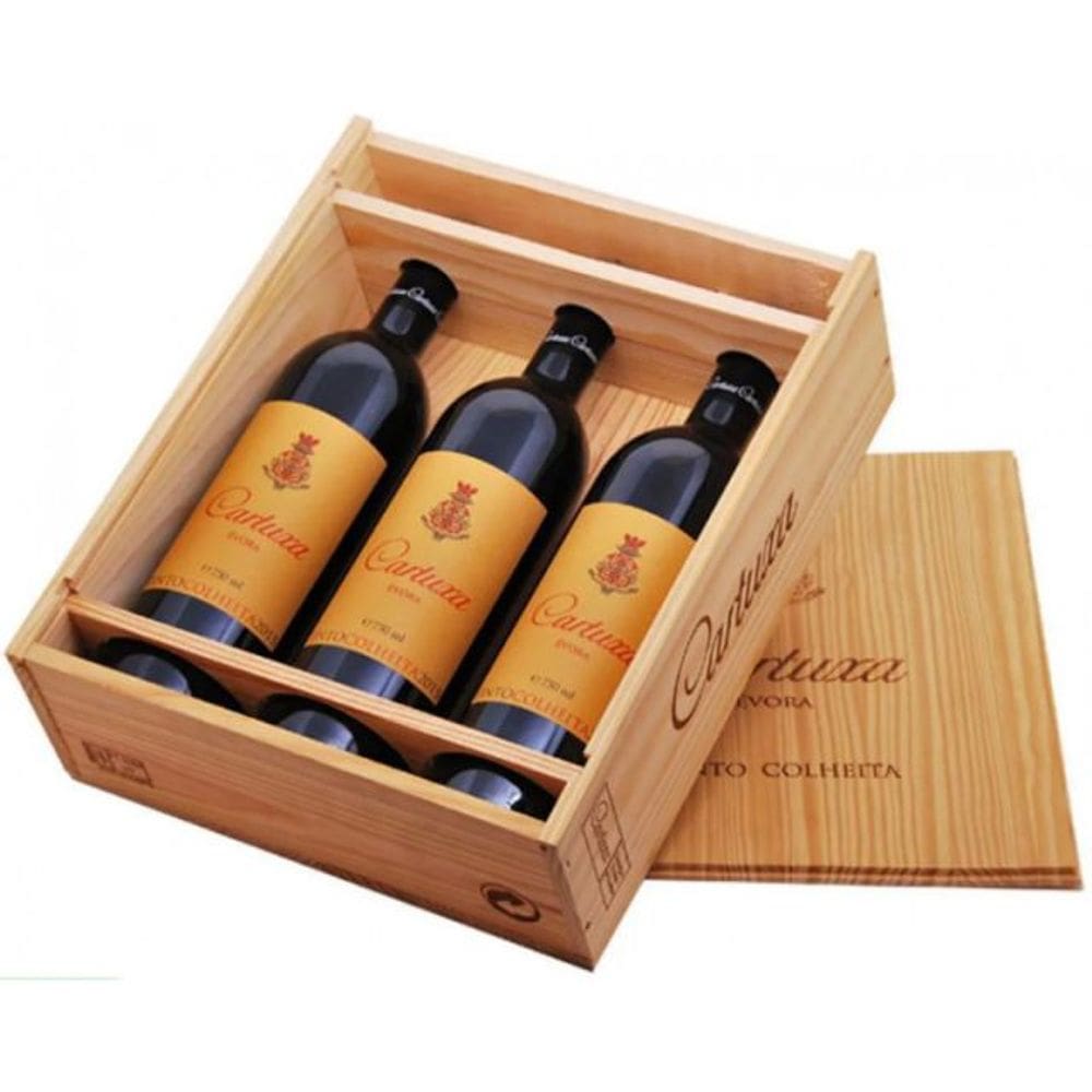 Kit 3 Cartuxa Colheita Tinto 750 Ml Caixa De Madeira