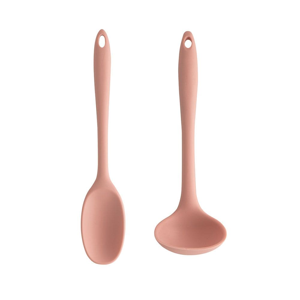 Concha e Colher Rosa Silicone Utensilios Cozinha 2un