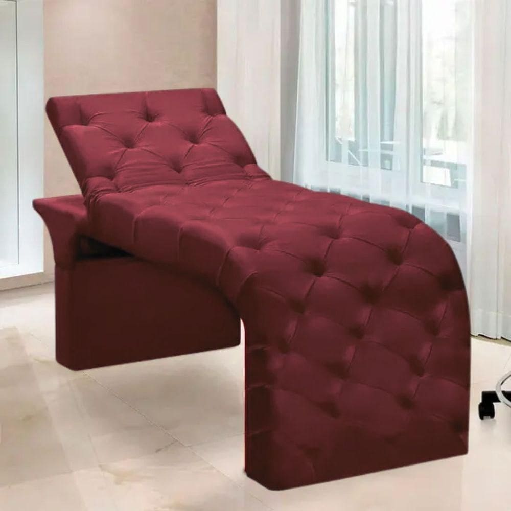 Maca Estofada Estética Cílios Regulável Spa Suede Maitê Bordô