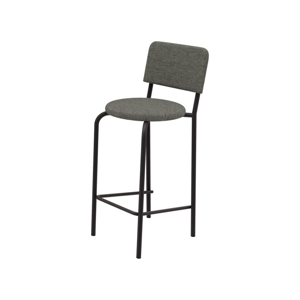 Banqueta Alta Kappesberg Capri com Assento Estofado Cor Preto Fosco/Linho Mescla 1 Unidade