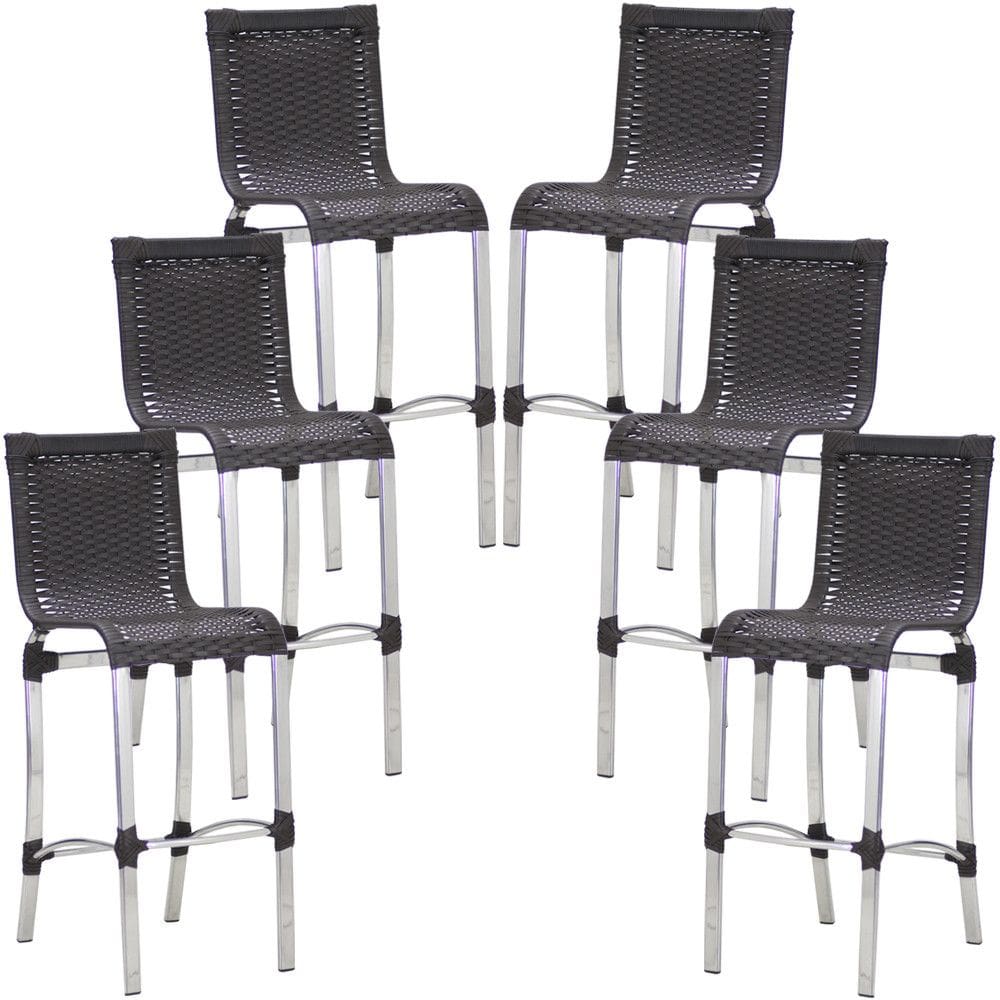 Conjunto de 6 Banquetas Haiti em Alumínio para Balcão, Cozinha, Edícula Trama