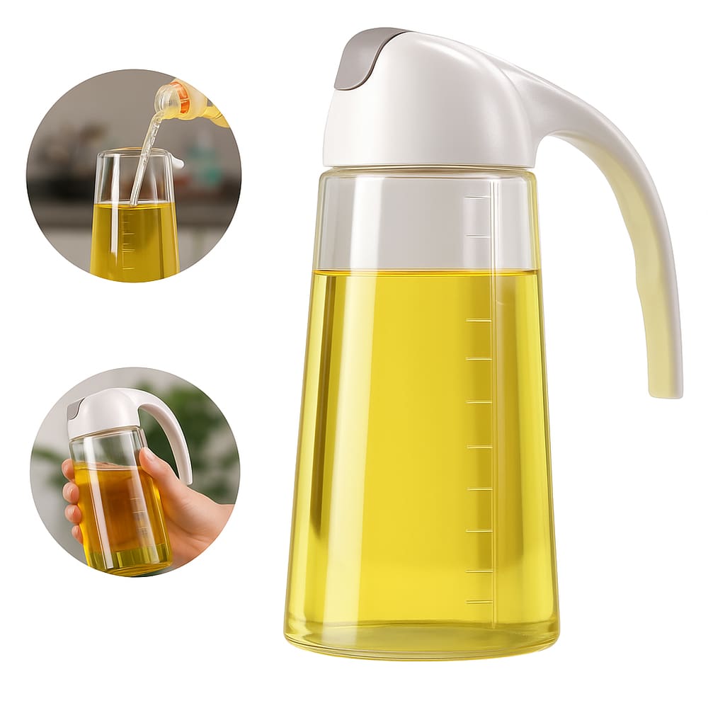 Jarra De Vidro Porta Azeite Óleo Vinagre Tampa E Alça 630ml