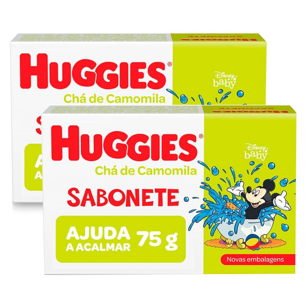 Kit 2 Sabonete em Barra Infantil Huggies Chá de Camomila 75g