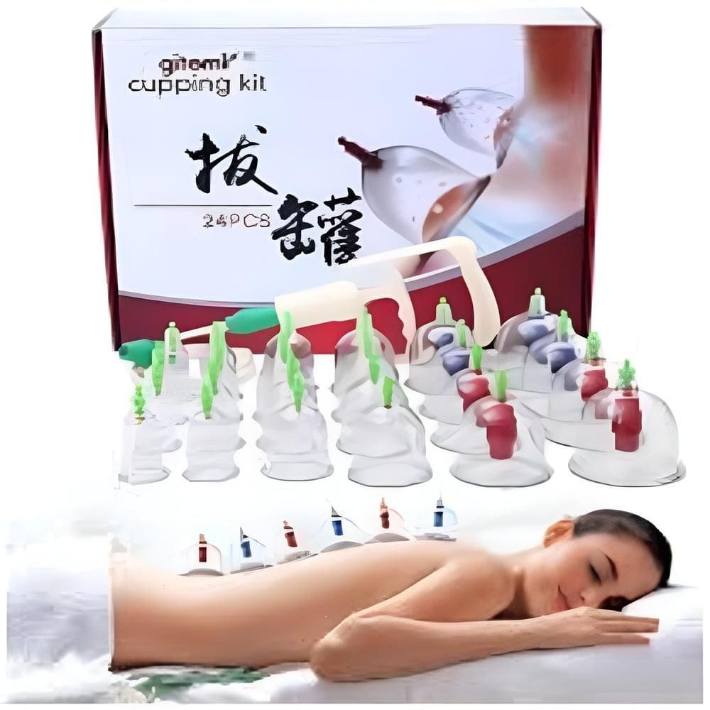 Kit 24 Ventosas para Estética com Bomba - Ventosaterapia e Acupuntura