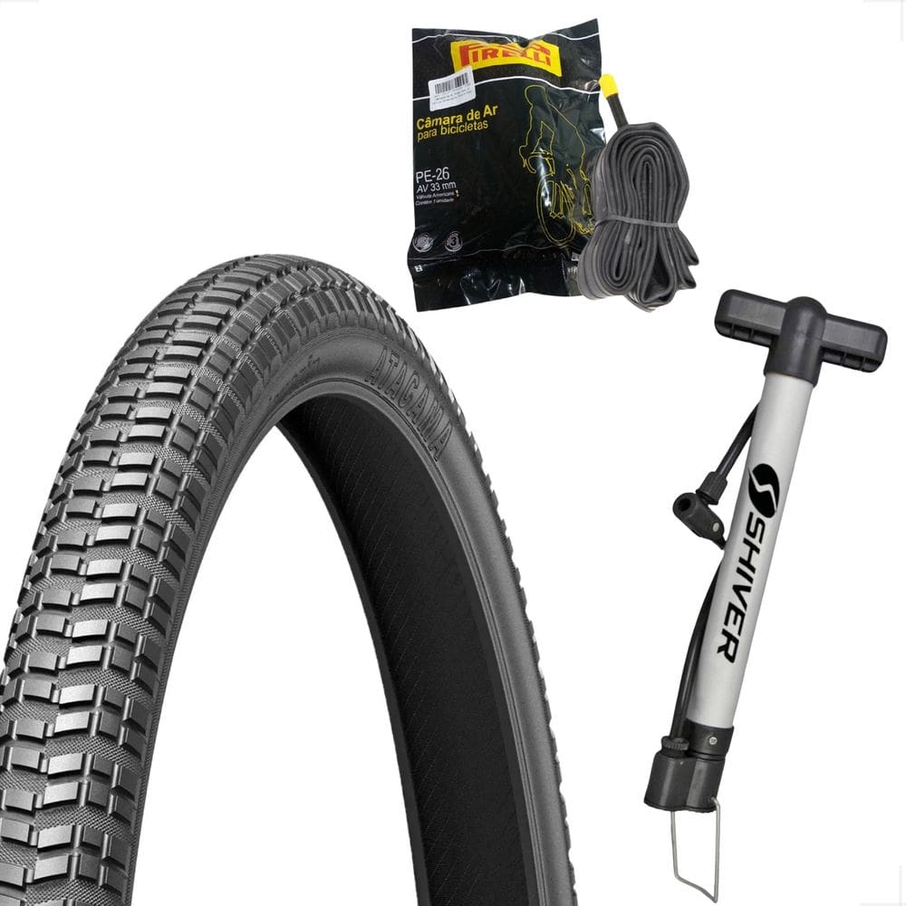 Pneu Levorin Atacama Aro 26 x 1.95 + Camara Pirelli bico grosso + Bombinha Bicicleta Bike Mtb Dh