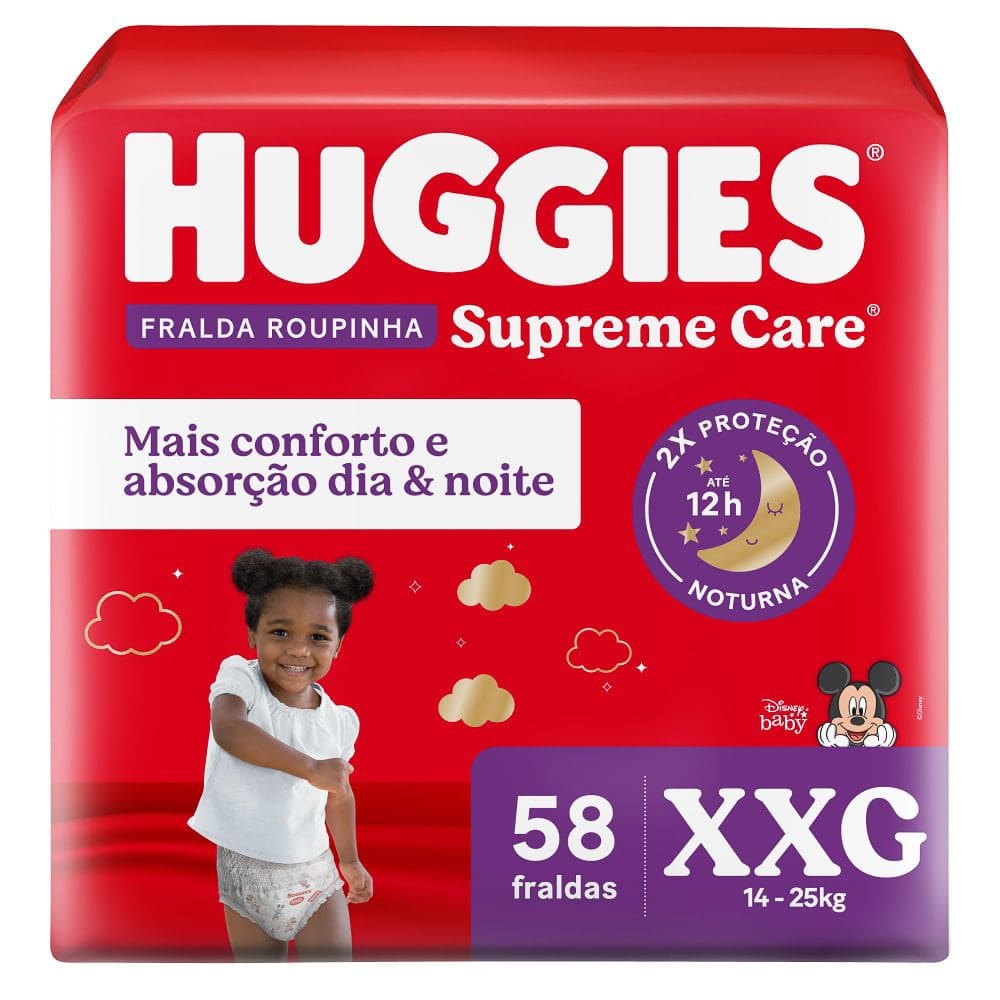 Fralda Roupinha Huggies Supreme Care Tamanho XXG 58 Unidades Descartáveis
