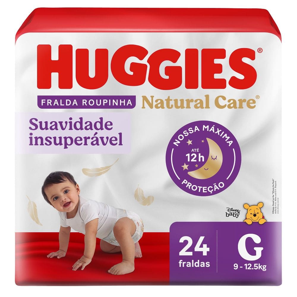 Fralda Roupinha Huggies Natural Care Tamanho G Pacote Mega 24 Unidades Descartáveis