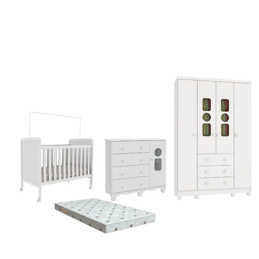 Quarto Bebe Completo Dorabelly Dyte 04 pt MDF +Colchão