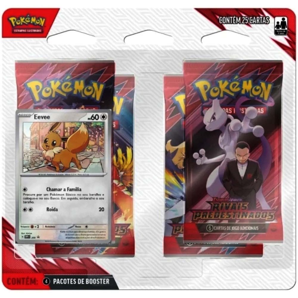 Blister Quadruplo Pokémon Eevee Ev10 Rivais Predestinados Copag 25 Cartas
