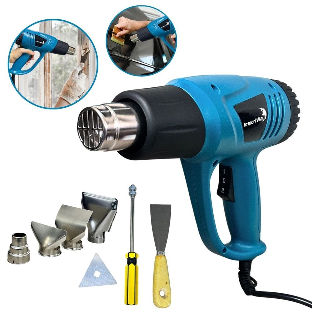 Soprador Térmico 2000W com 7 Acessórios 2 Temperaturas 350° 600° Cabo 1.7m 127V Importway Iwsta110