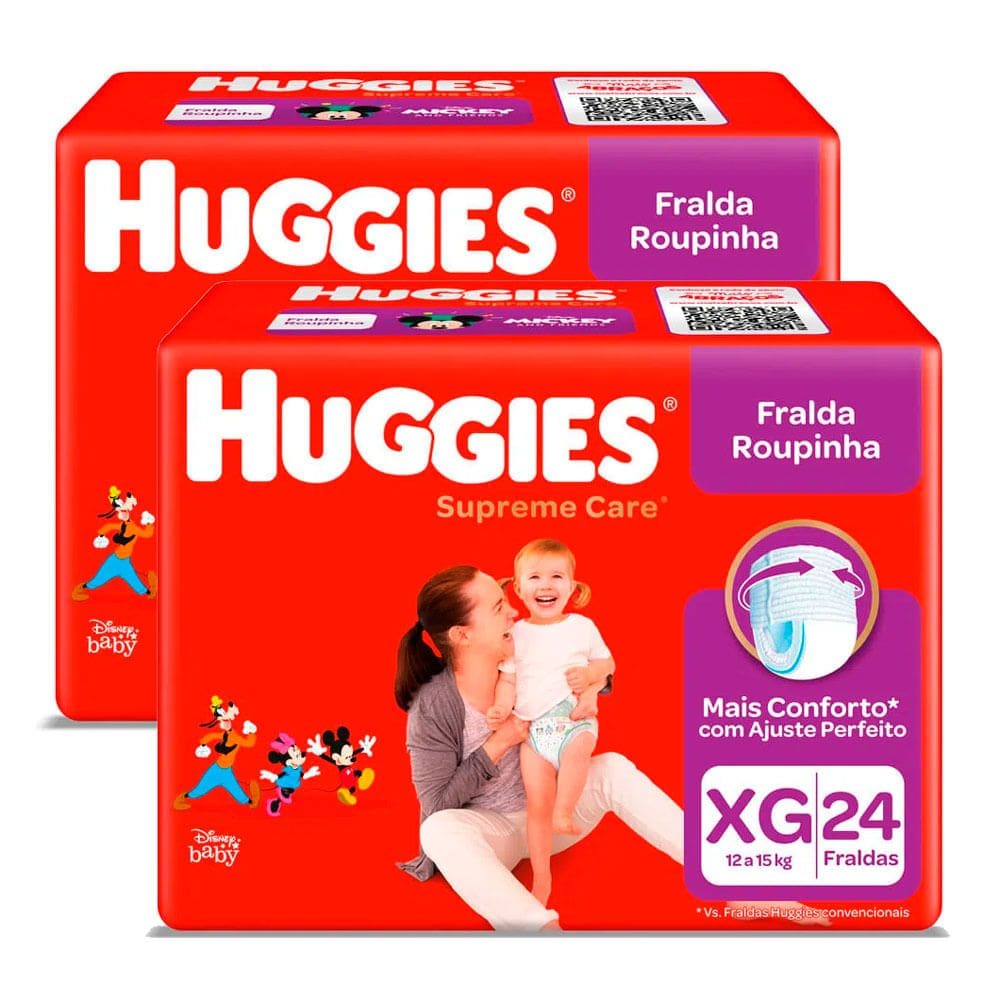 Kit de Fralda Roupinha Huggies Supreme Care Tamanho XG 48 Unidades