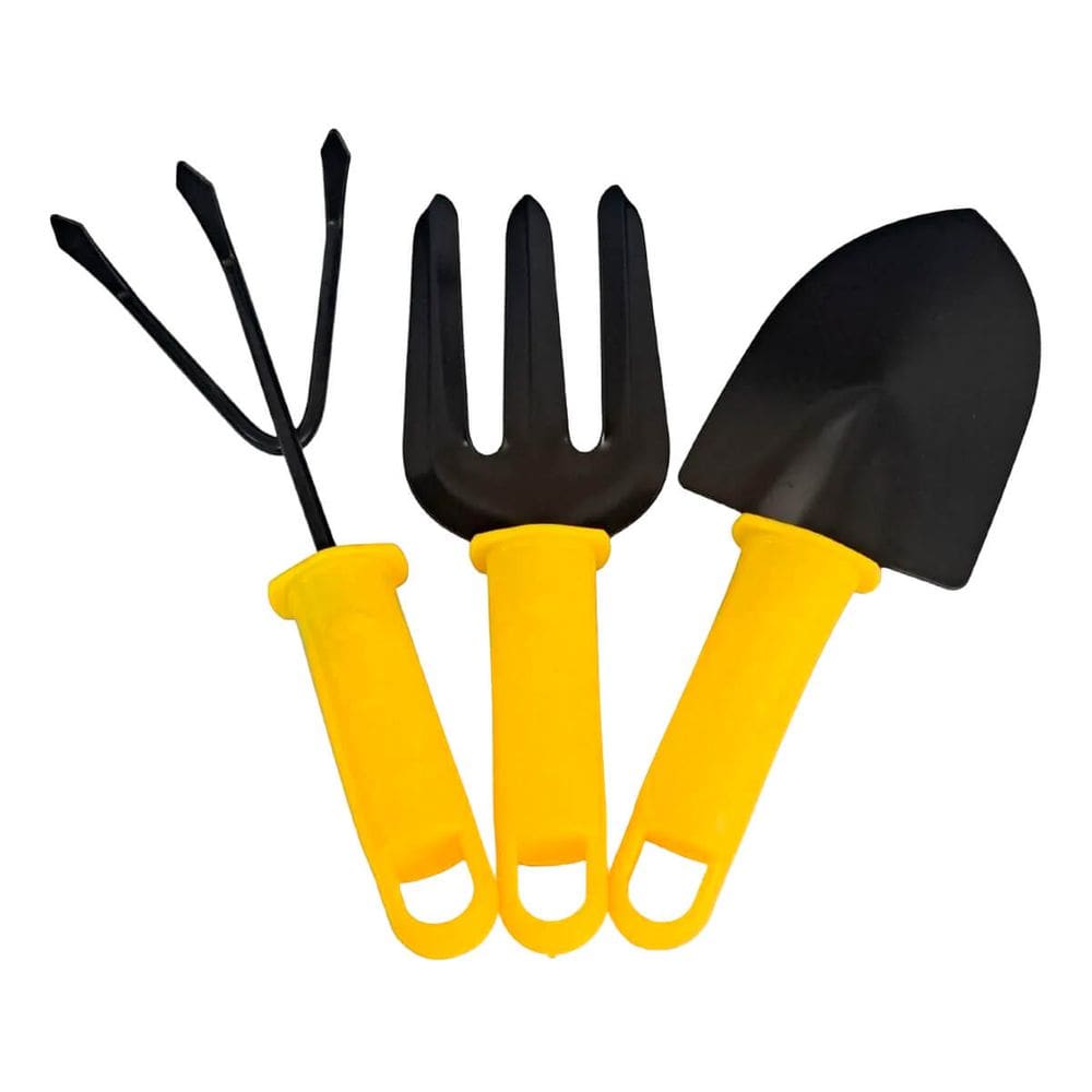 Kit Jardinagem com 3 Ferramentas | Pá, Garfo e Ancinho | Cabo Antiderrapante | Resistente à Ferrugem e Água | Leve e Portátil para Uso Doméstico