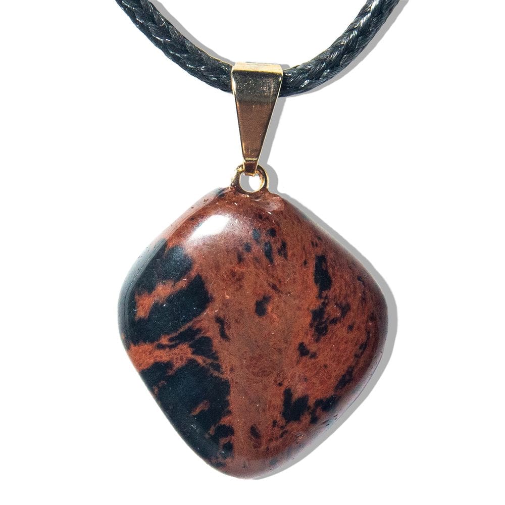 Colar Pedrinha Obsidiana Mahogany Rolado Montagem Pino Dourado