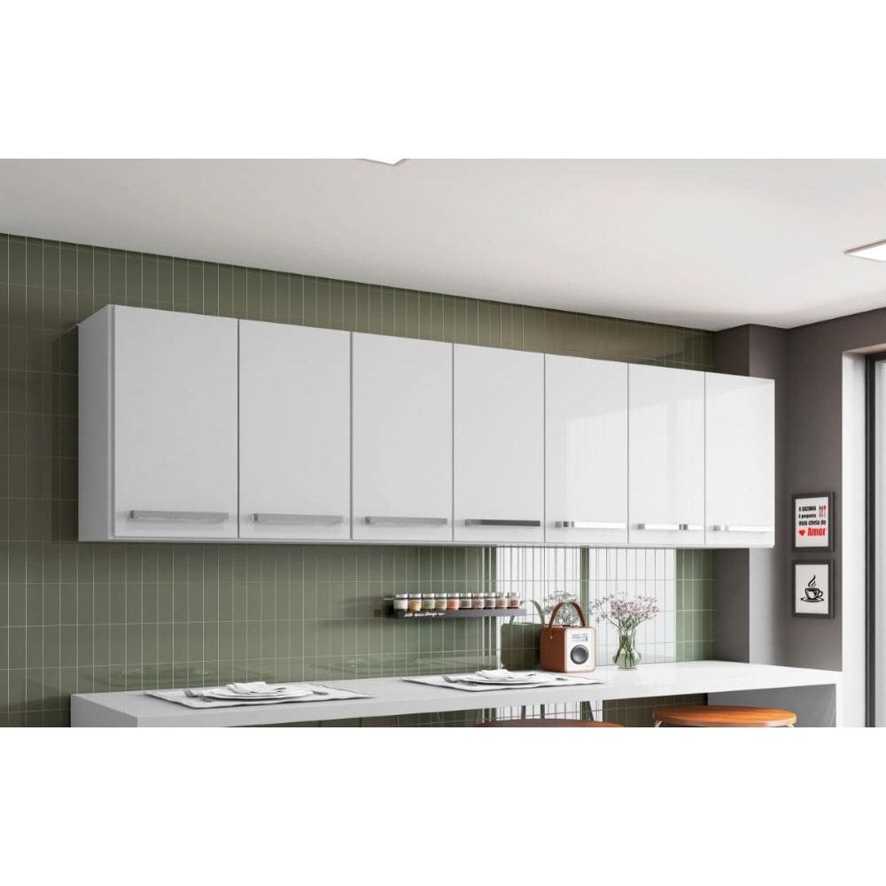 Armario Suspenso para Cozinha 7 Portas Branco Bangladesh Bela Casa