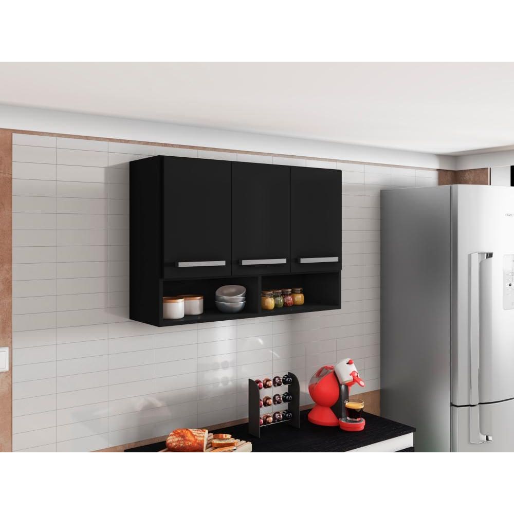 Armario Suspenso de Parede Bolivia Preto Bela Casa