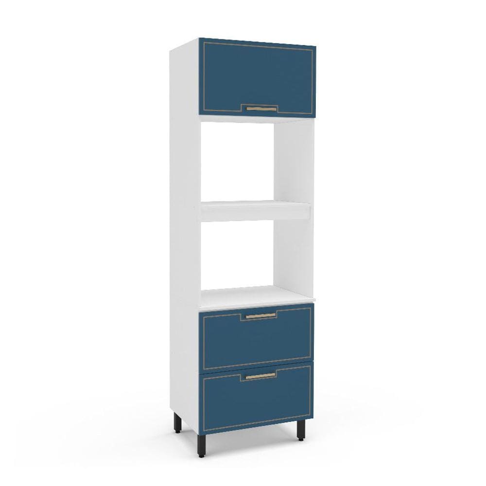 Paneleiro Amara 2 Portas 1 Gaveta Azul e Branco