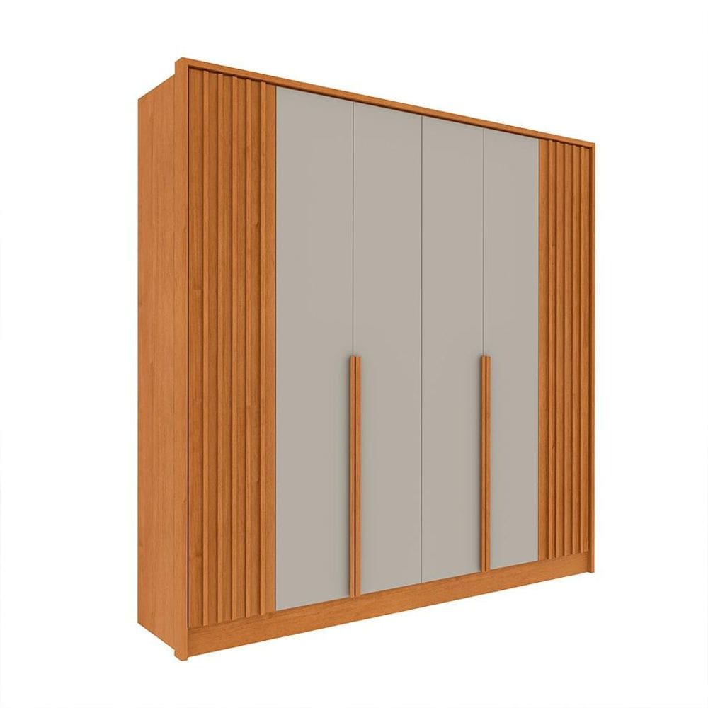 Guarda-Roupa Casal Vicenzo sem Pés 6 Portas 4 Gavetas Cinamomo e Off White