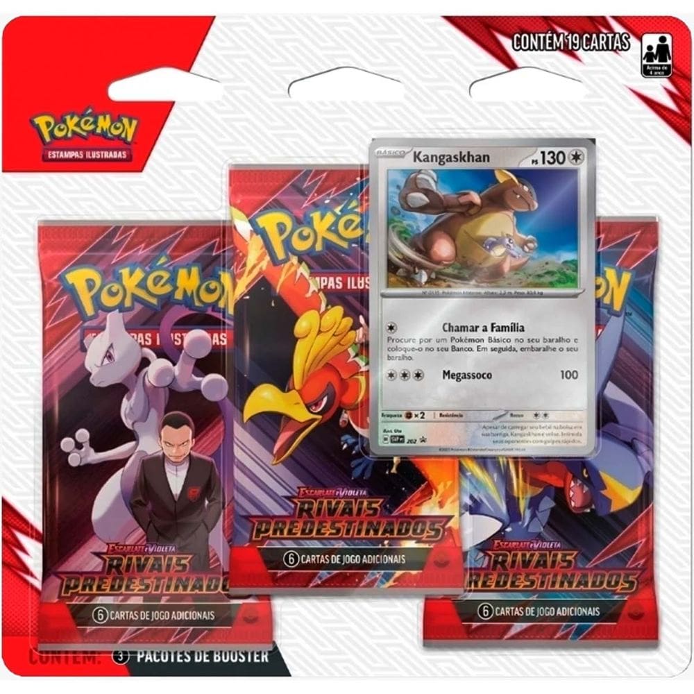 Triple Pack Pokémon Kangaskhan Ev10 Rivais Predestinados Copag 19 Cartas