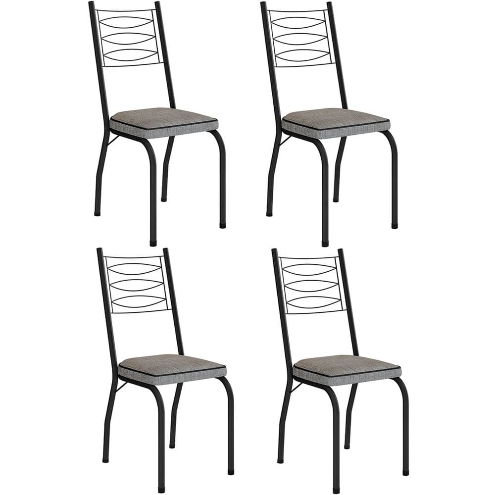 Kit 4 Cadeiras Aço Carbono Tubular Metálica Acabamento D-25 Luana