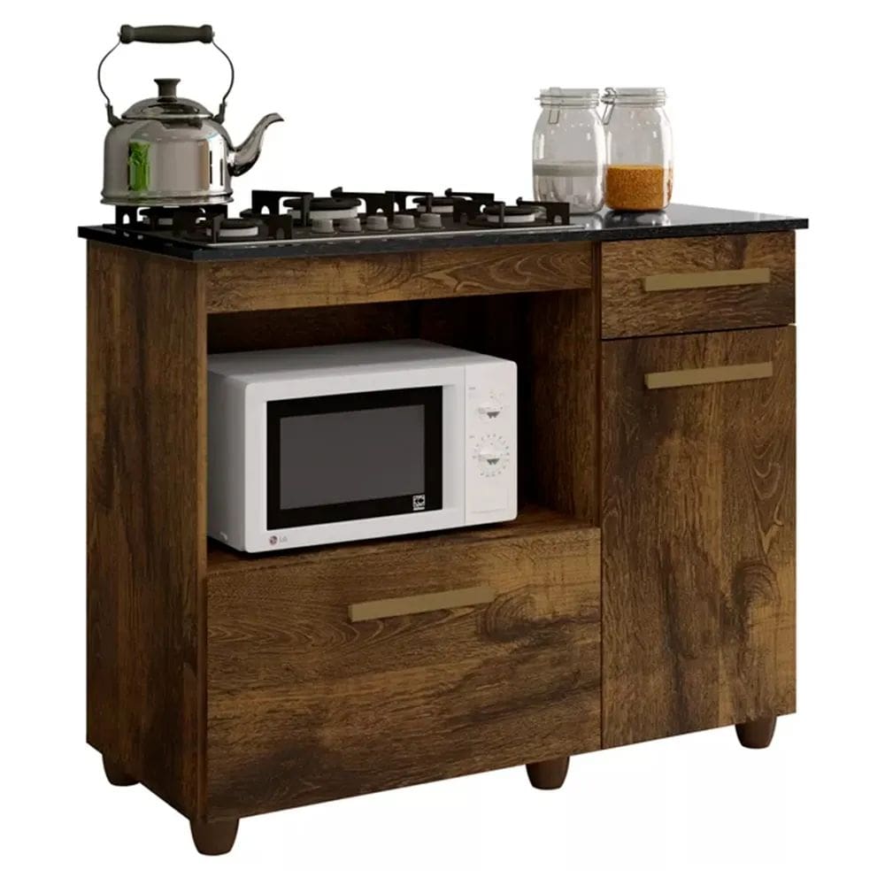 Balcão para Cooktop Violeta 5 Bocas Ipê - Kaiki Móveis