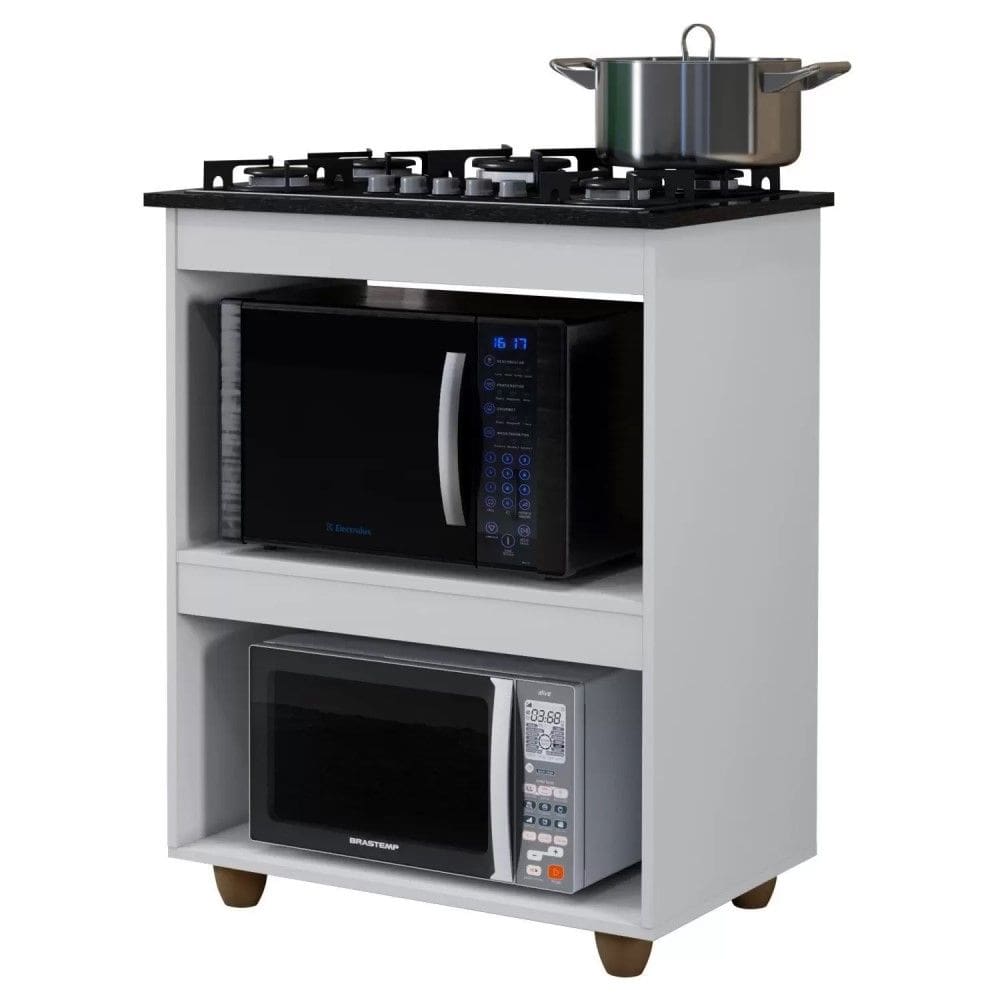 Balcão para Cooktop Turim 5 Bocas Branco - Kaiki Móveis