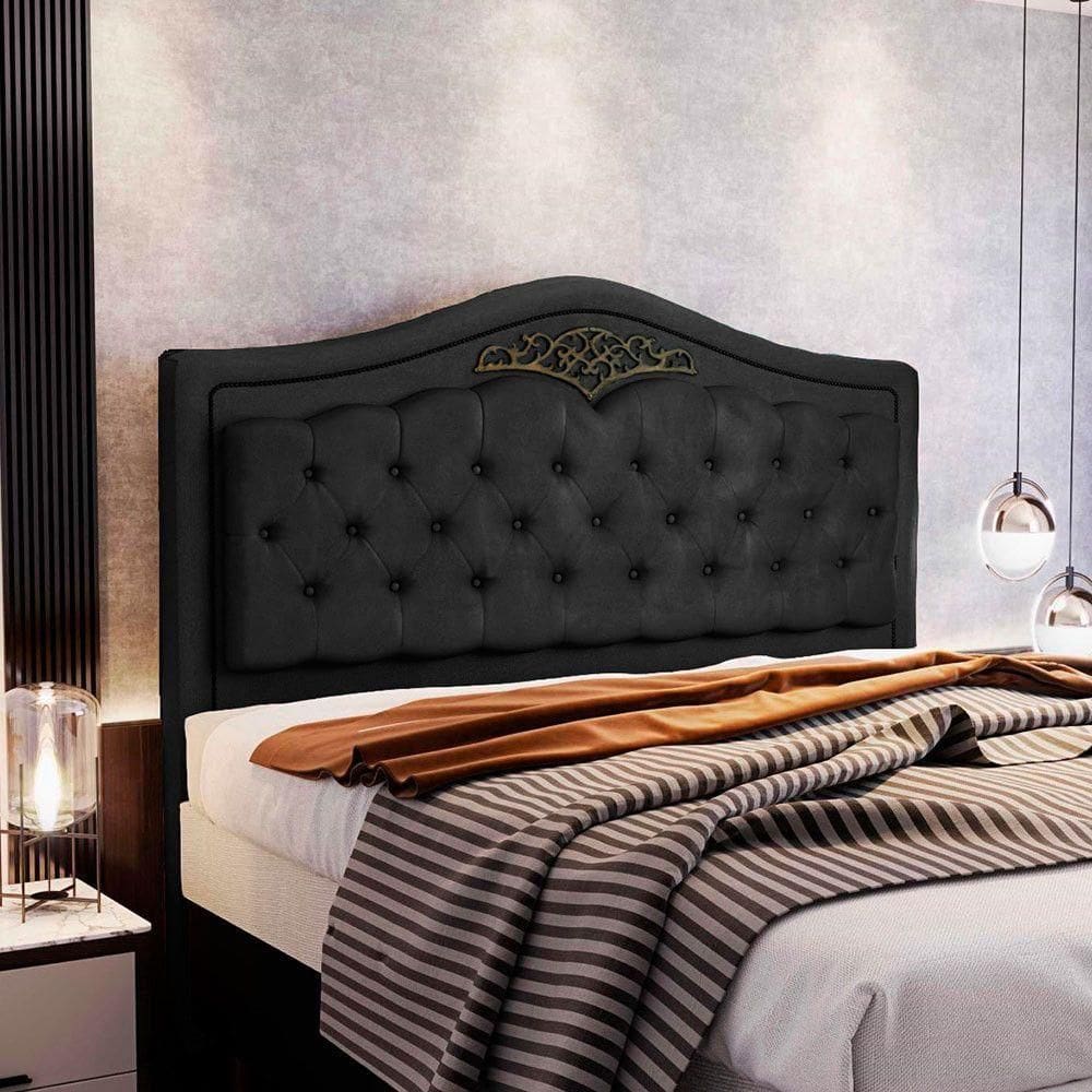Cabeceira Holanda 1,40 M Casal Design Retro Speciale Home Preto Veludo
