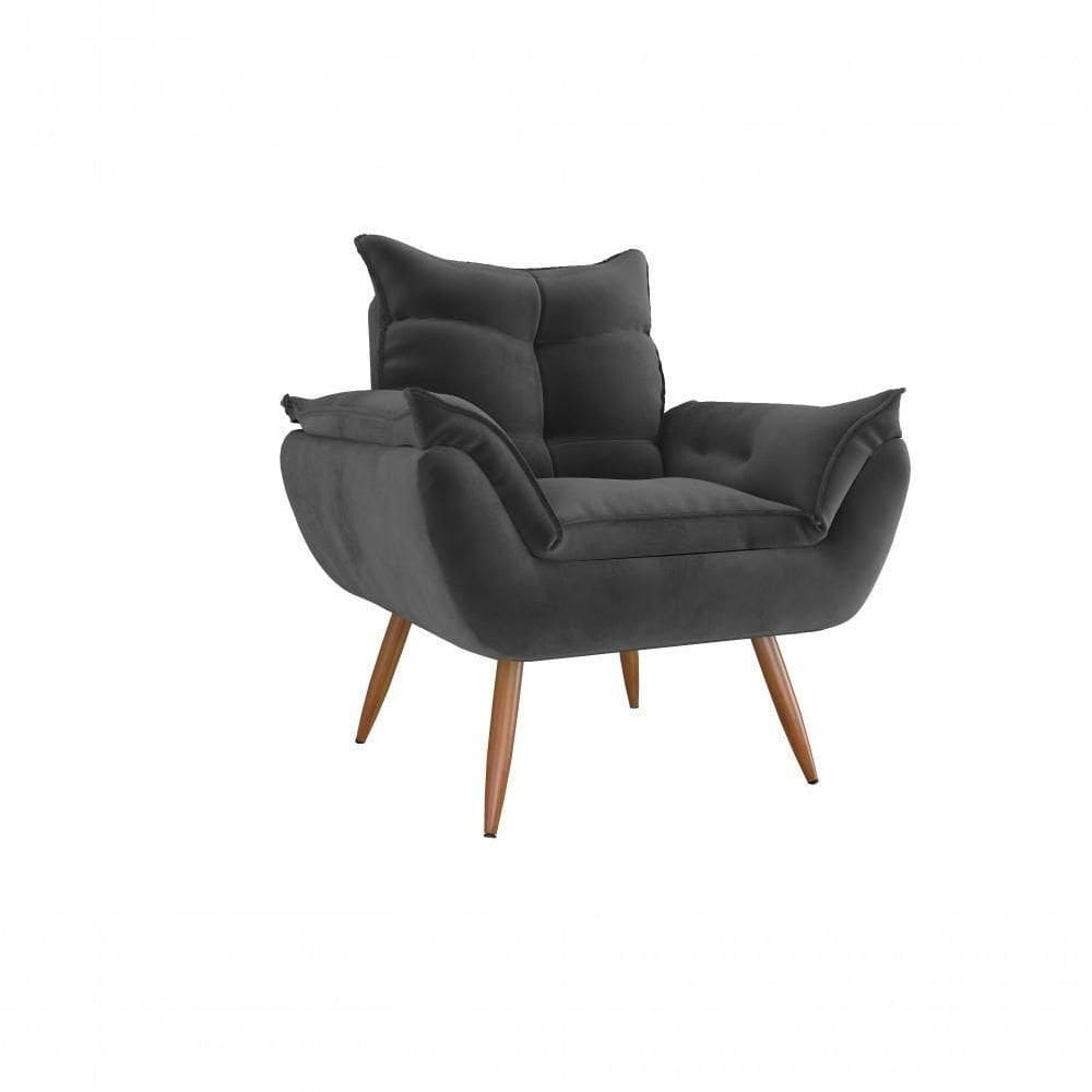 Poltrona Decorativa Tóquio 1 Lugar Veludo Cinza Matrix