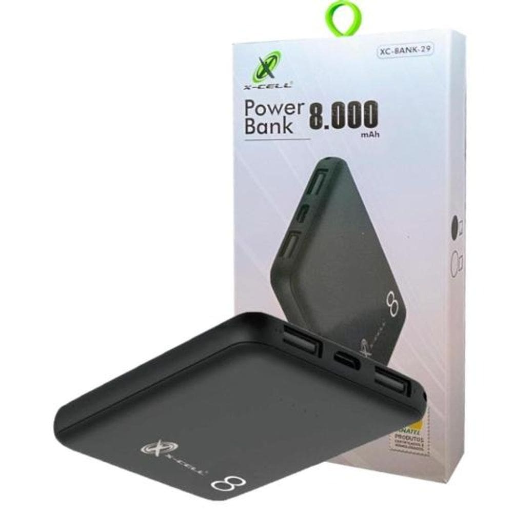 Carregador Power Bank 8000mAh 3 em 1 Preto