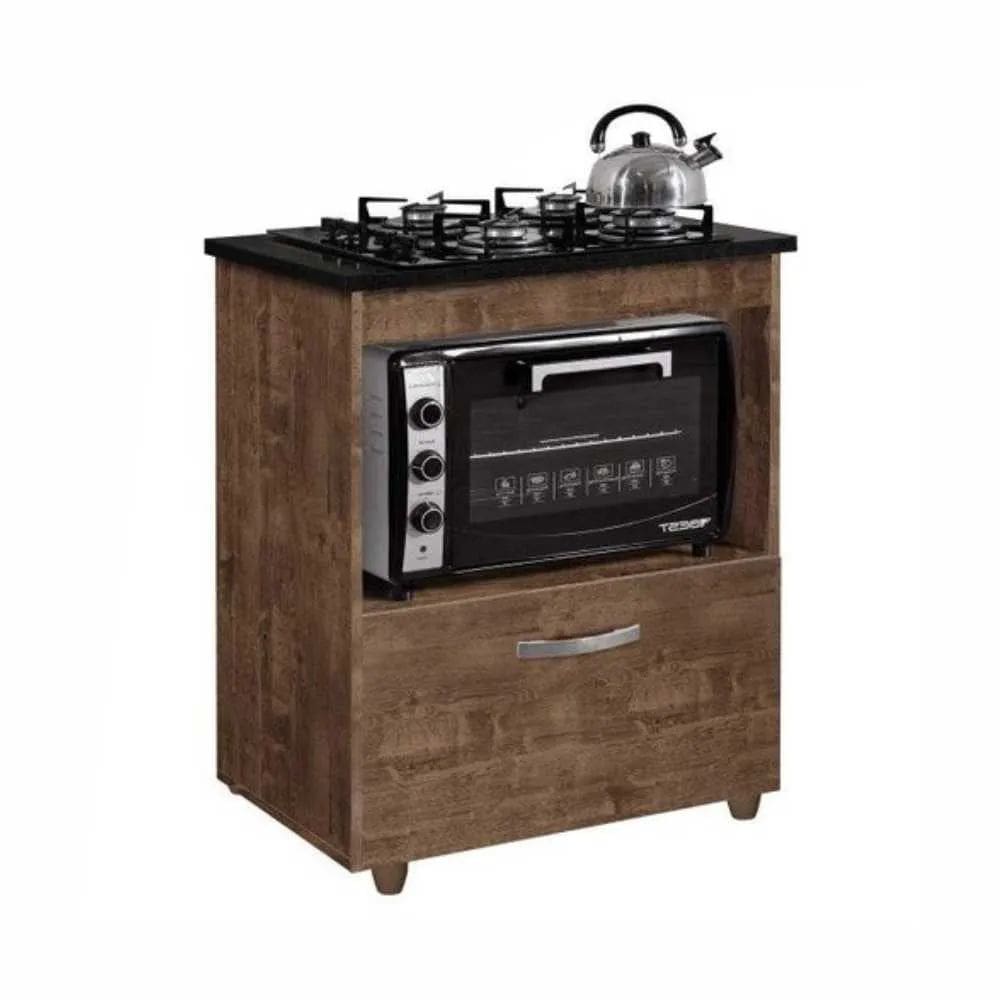 Balcão para Cooktop Salvia 5 Bocas 1 Porta Ypê - Kaiki Móveis
