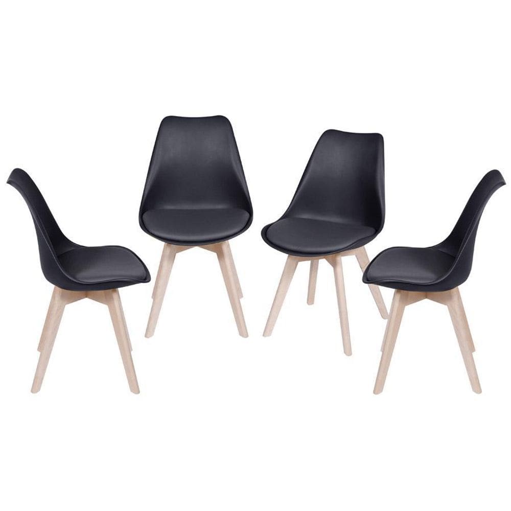 Kit 4 Cadeiras Boxbit Joly Saarinen Base Em Madeira Preta