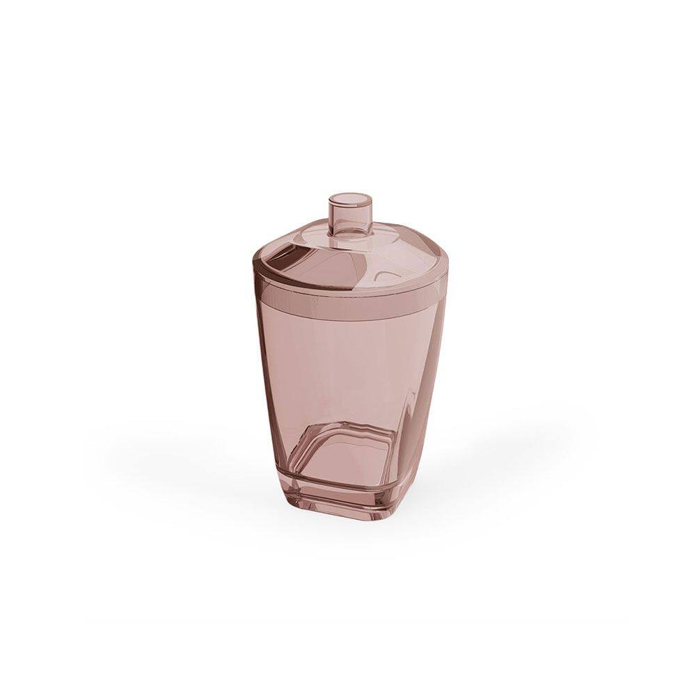 Porta Algodao Cotonete Rosa Translucido Banheiro Rose 300ml