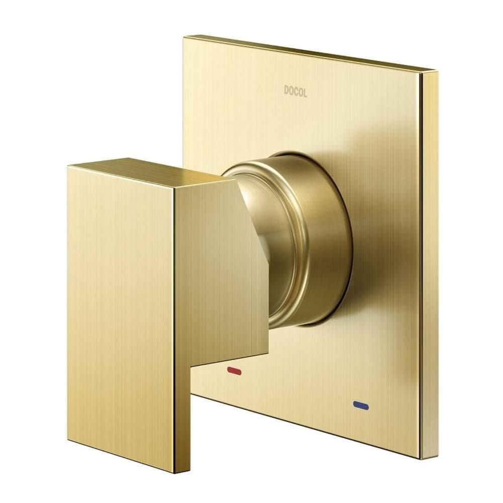 Acabamento monocomando para chuveiro e ducha higiênica 1/2`` New Edge/Minima ouro escovado Docol