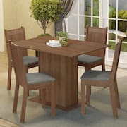 Conjunto Sala de Jantar Mesa Tampo de Madeira 4 Cadeiras Rustic/Silver Luana Madesa