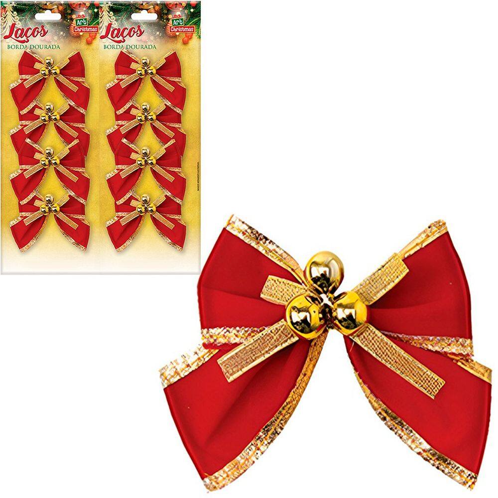 Kit 32 Laços De Bolinhas Natalino Pingentes Árvore Natal 6cm