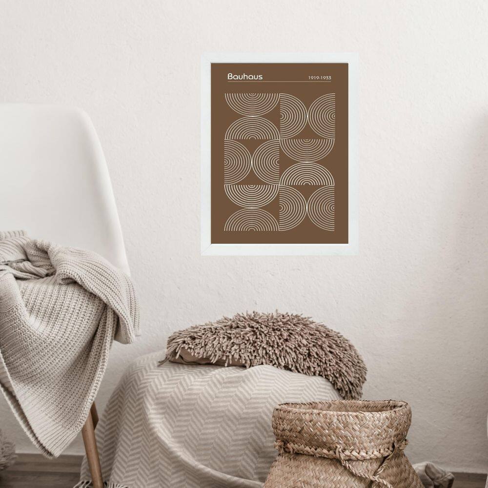 Quadro Bauhaus Marrom - Inverted Circles 24X18Cm - Com Vidro