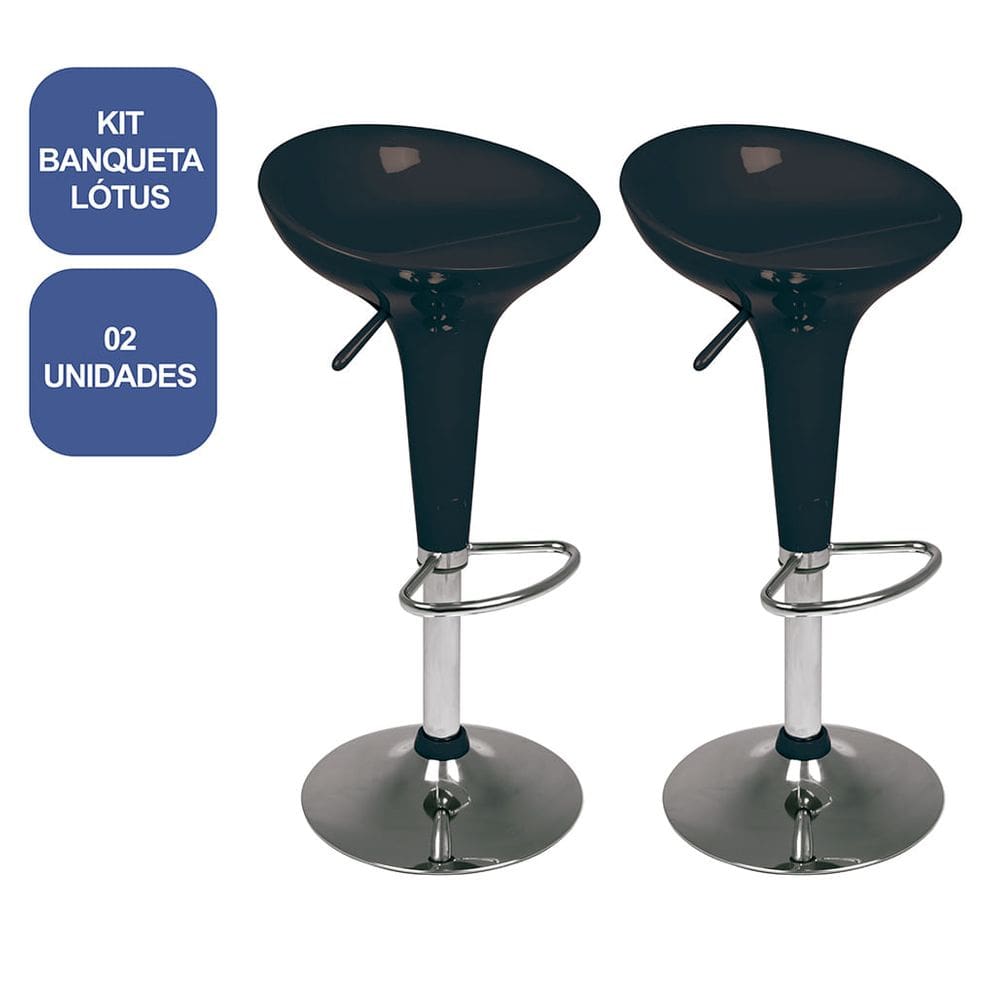 Kit 2 Banquetas Lótus Preta