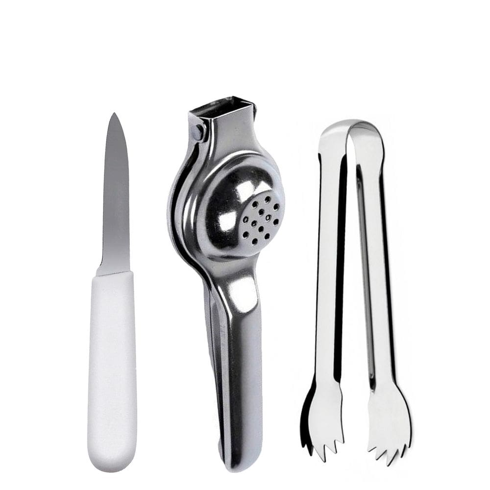 Kit Faca + Espremedor de Limão + Pegador