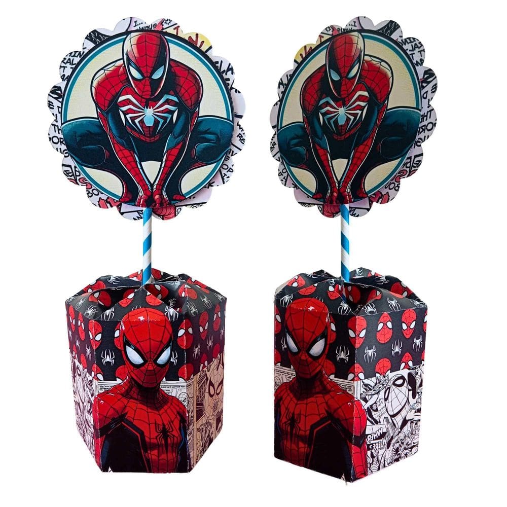 Kit 10 Centro De Mesa Herói Aranha Personalizado Decorativos