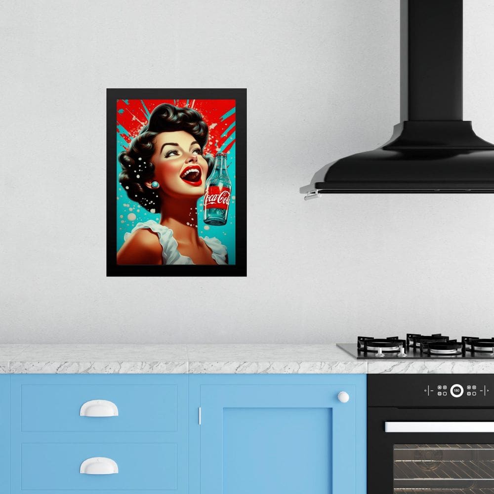 Quadro Decorativo Cozinha Pin Up Girl Refrigerante 33X24Cm