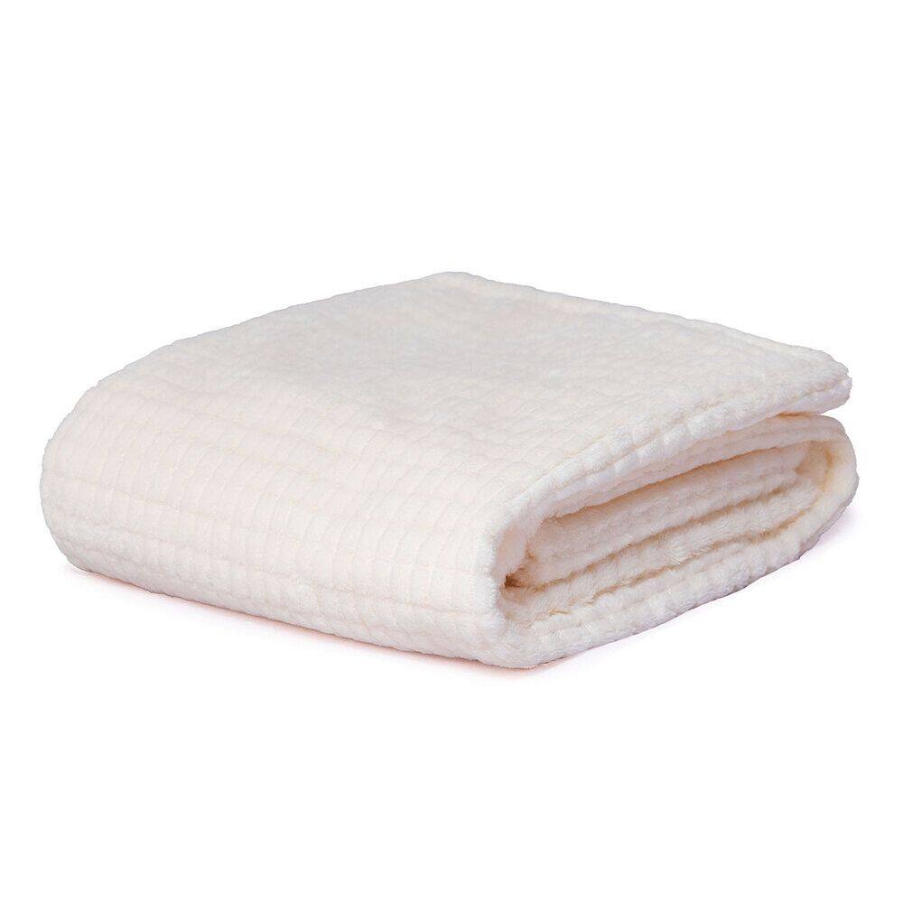 Cobertor Infantil Aveludado Manta Soft Flannel Off White