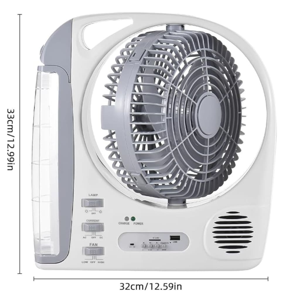 Ventilador Portátil Multifuncional 6 Em 1 Com Luz Led Solar