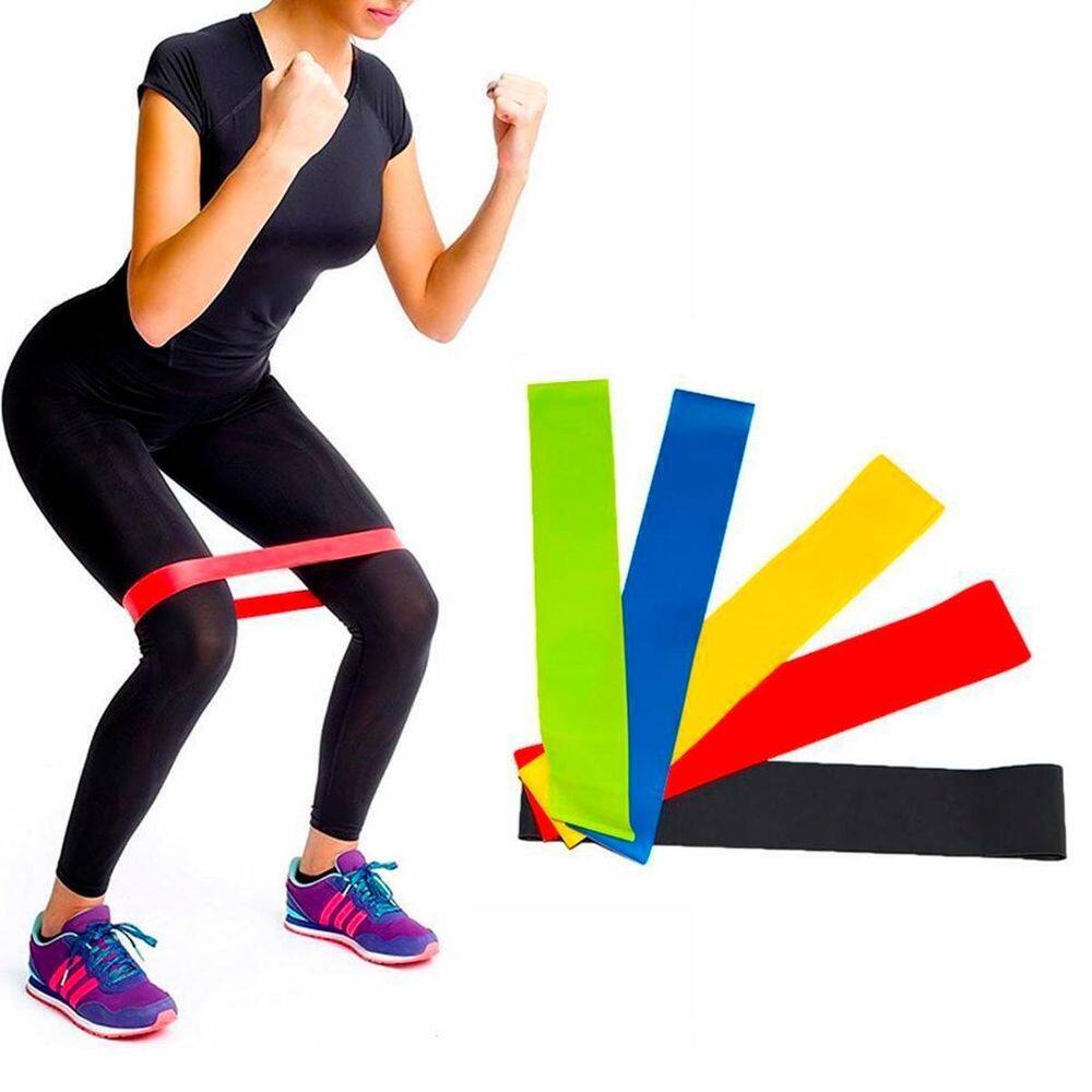 Kit 5 Elásticos Treinamento Musculação Casa Fisioterapia