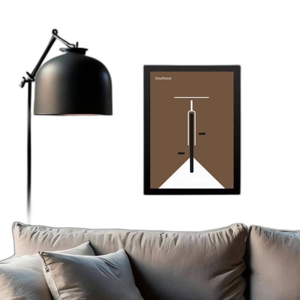 Quadro Bauhaus Marrom - Bicicleta 24X18Cm - Com Vidro