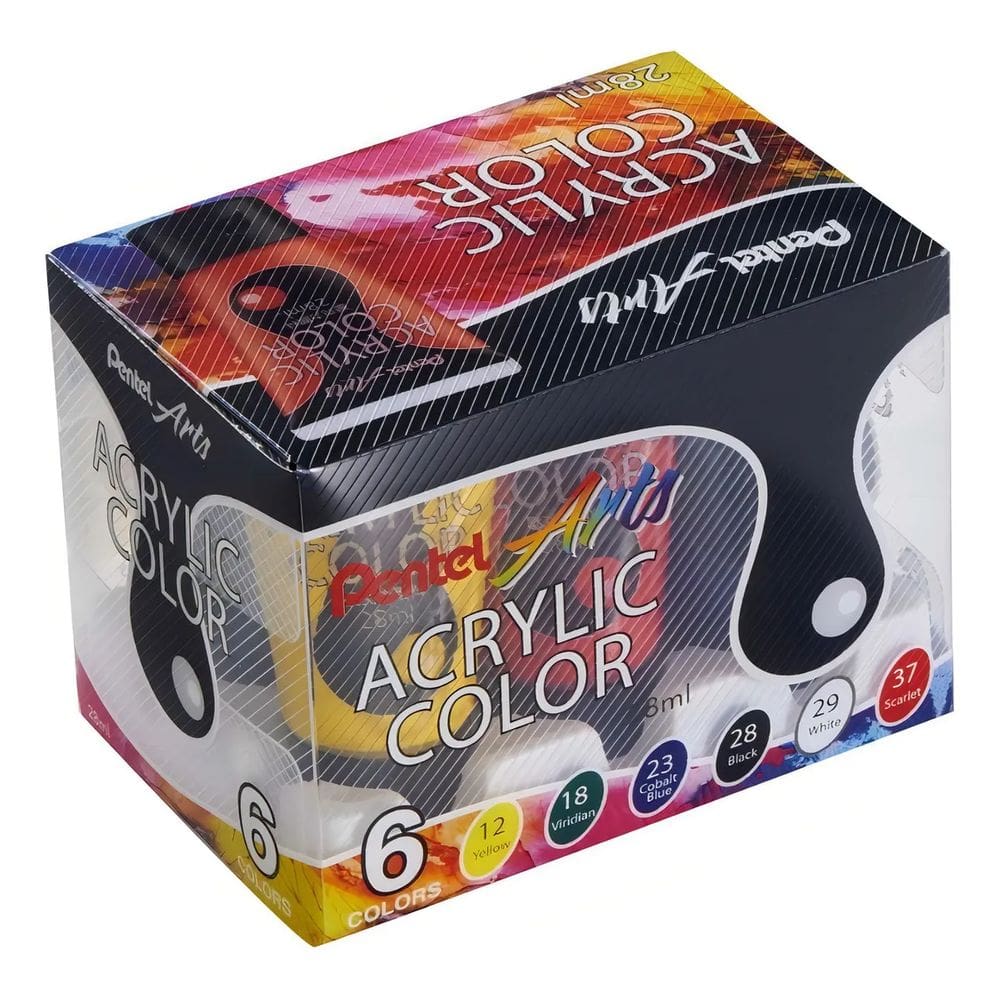 Tinta Acrílica Pentel 28ml Acrylic Colour Kit 6 cores